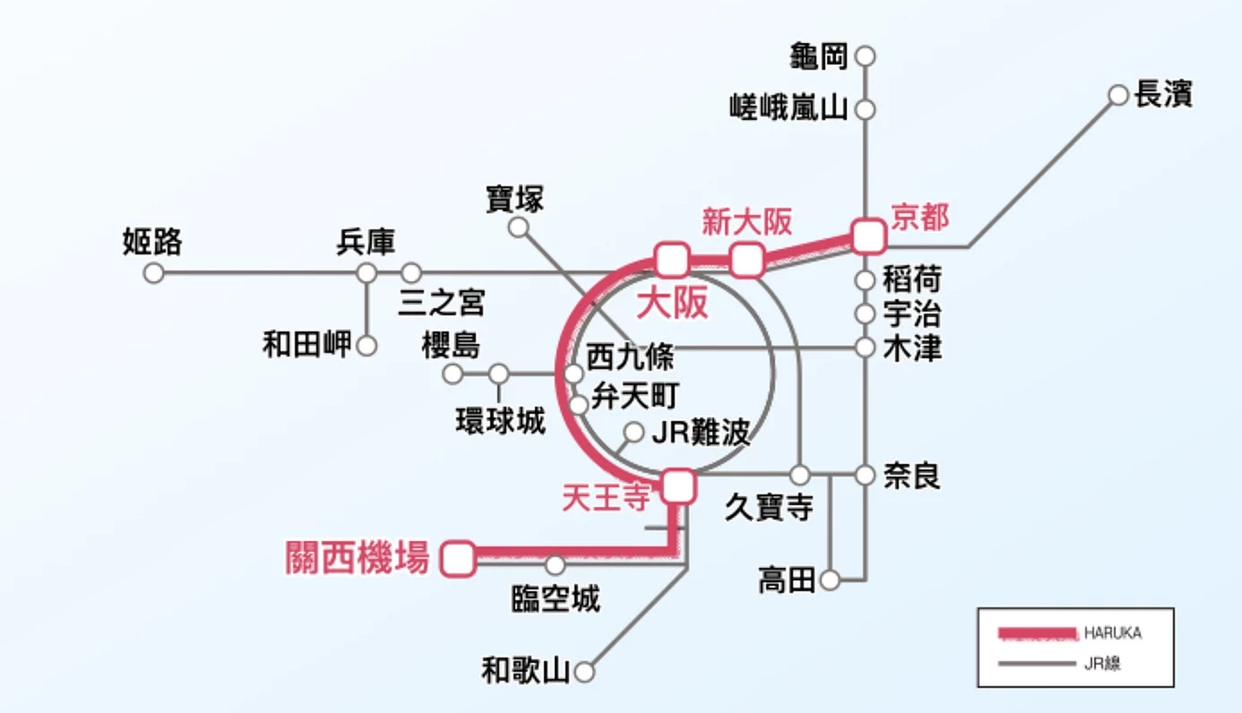 關西地區鐵路周遊券可使用地區